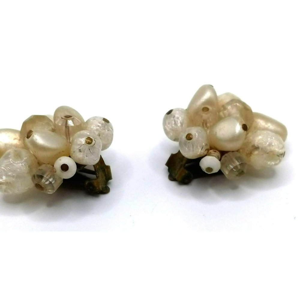 Vintage West Germany Marked Bead Cluster Clip‎ On Earrings - Picture 5 of 6